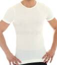 BRUBECK COMFORT WOOL Koszulka męska z krótkim rękawem kremowy