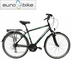 EUROBIKE BASIC 0.1 2017 rower trekkingowy męski koła 28" czarno-zielony mat