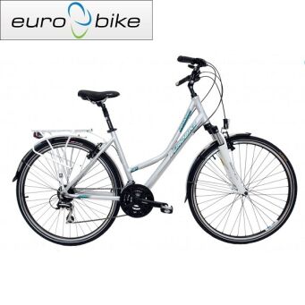 EUROBIKE VOYAGER 1.2 rower trekkingowy damski koła 28" srebrno-zielony mat