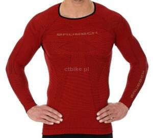 BRUBECK 3D RUN PRO Koszulka męska z długim rękawem ciemnoczerwona