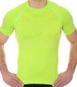 BRUBECK ATHLETIC Koszulka męska termoaktywna krótki rękaw neonowy zielony