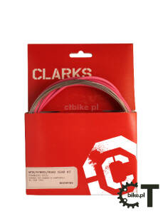 CLARK'S STAINLESS STEEL KIT zestaw linek i pancerzy hamulcowy MTB / szosowy nierdzewny różowy